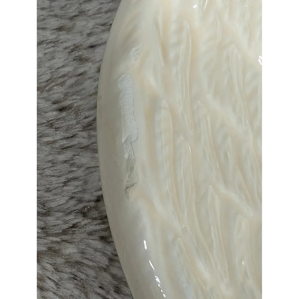 Vintage Cream Ceramic Cherub Angel Soap Dish Peach Tone Winged Decorative Tray